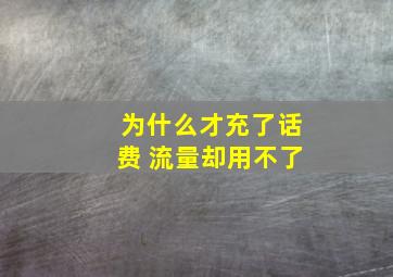 为什么才充了话费 流量却用不了